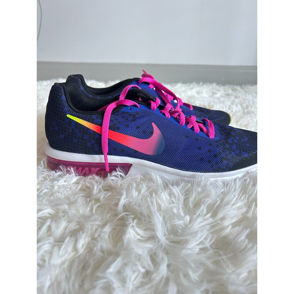 Nike Air Max Sequent Blue Pink Gradient Running Shoes Size 7Y Womens 8.5